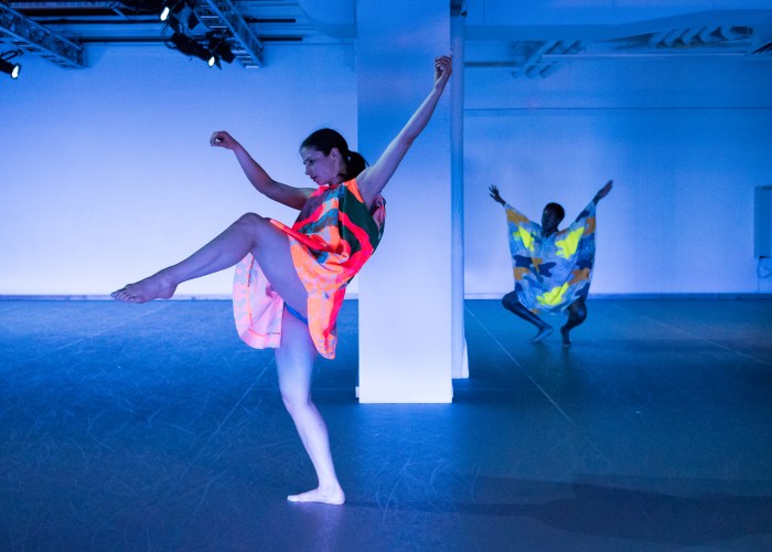 Warner (left) and Omagbitse Omagbeti explore the space around them. Photo by Ian Douglas.