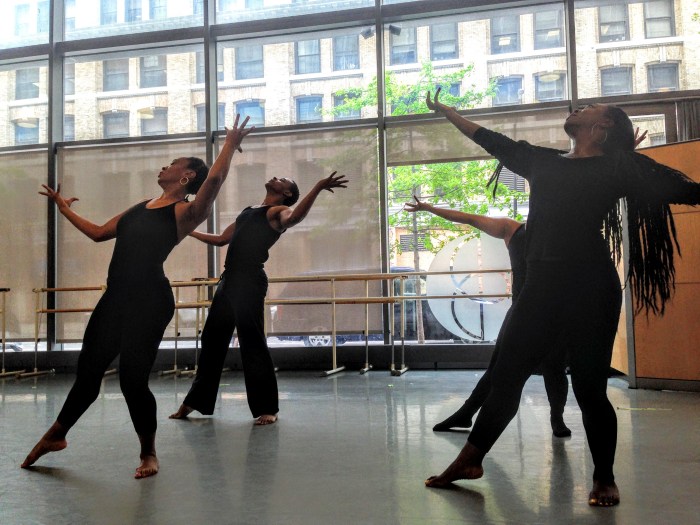 Four dancers rehearse for the New Traditions Festival 2016: Dance Your Caribbean!